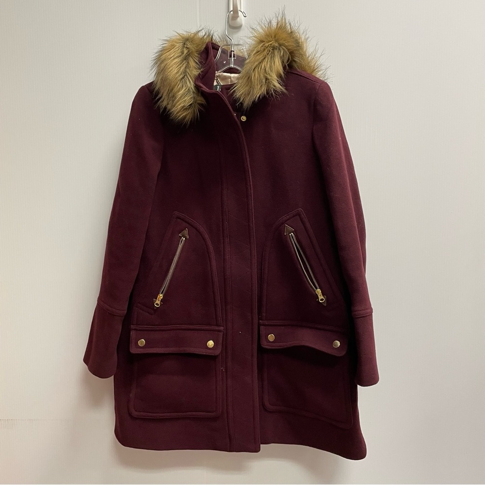 J CREW NELLO GORI BURGUNDY CHATEU PARKA SZ 8